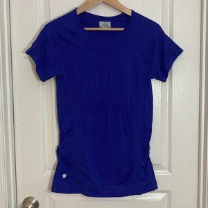 Athleta | Blue Compression / Form Fitting Short Sleeve Workout Top / Shirt | XL.